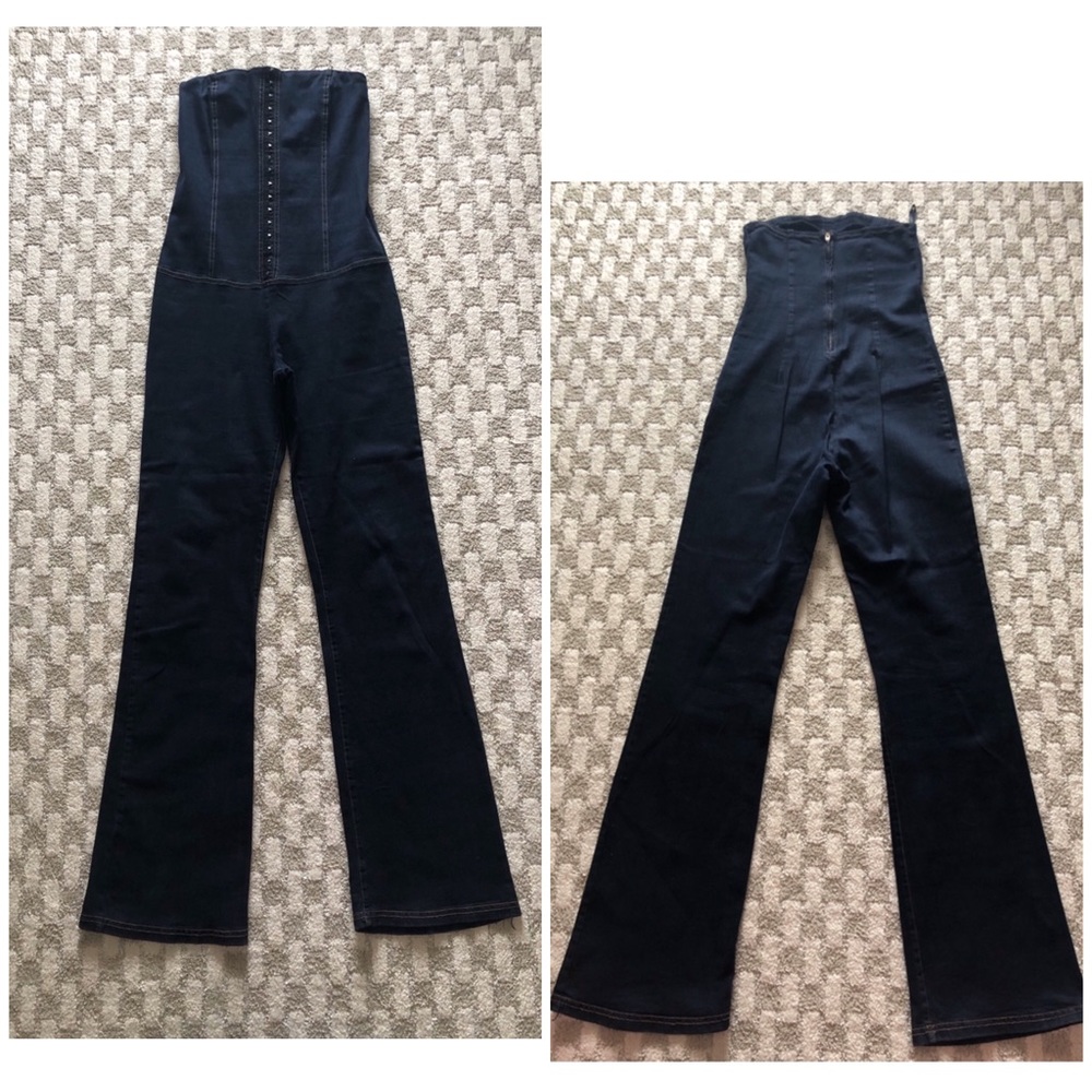Strapless denim jumpsuit